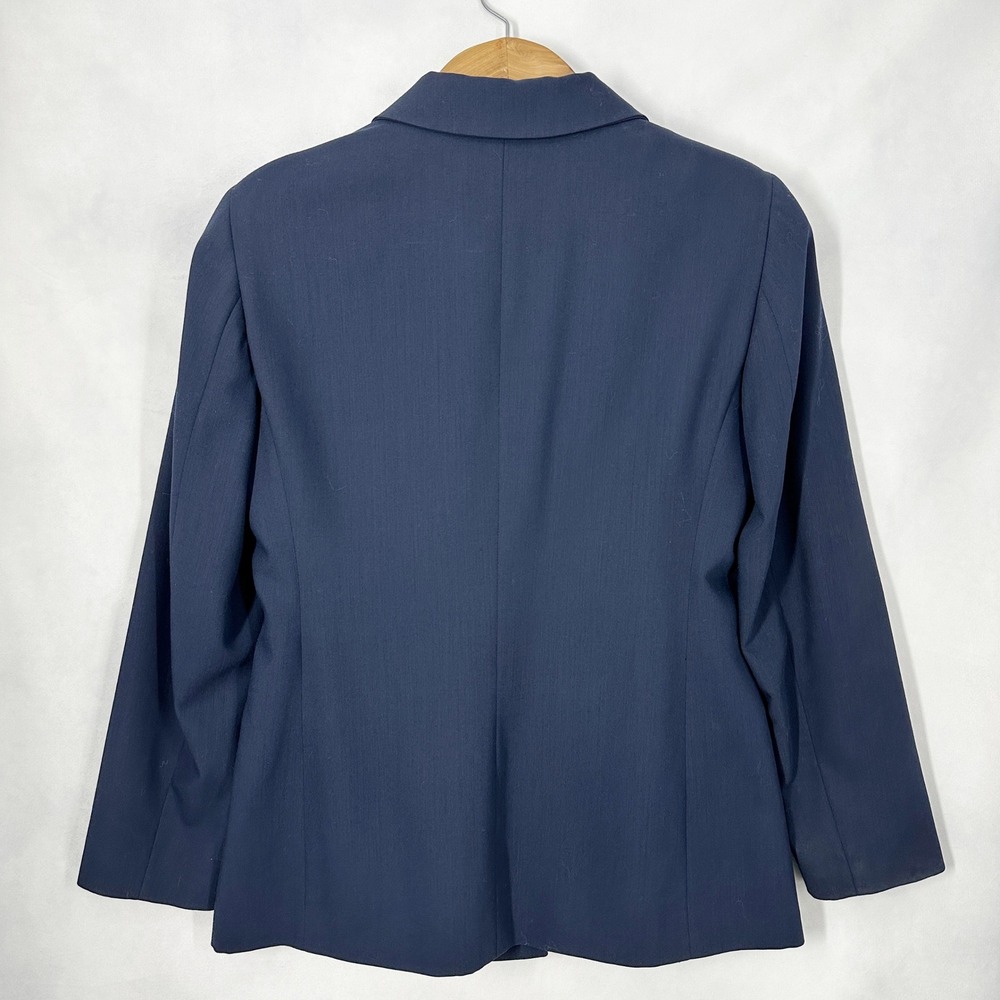 Vintage Gino Sartore 100% Wool Navy Blue Gold‎ Button Blazer Women's Size 10 - Picture 8 of 13